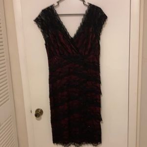 Marina Black and Red Lace Dress